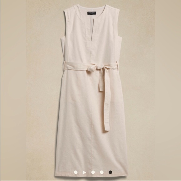 NWT! BANANA REPUBLIC BLACK LINEN-COTTON MIDI SHIFT DRESS - Multiple Sizes - Picture 4 of 4